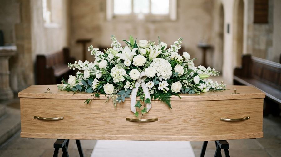 Cercueils, urnes et fleurs
